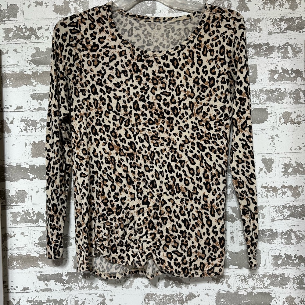 Maurice’s Leopard Print Long Sleeve Women's Top - Beige/Tan